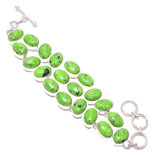 Green Copper Turquoise Gemstone Pendant In 925 Sterling Silver - Handmade Bezel Set MO2083