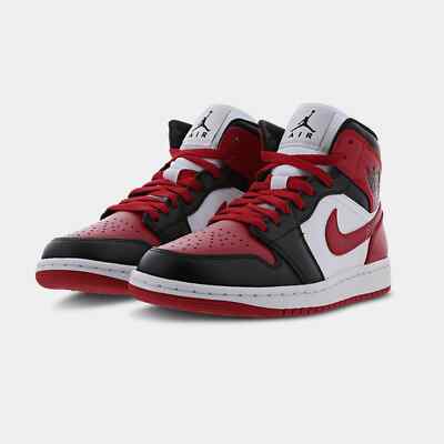 Nike Jordan 1 Mid Black Gym Red Bred Toe Damen Herren Sneaker NEU 43 | 44 | 44,5