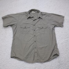 VINTAGE LL Bean Shirt Mens Large Brown Button Up Safari Military 90s USA