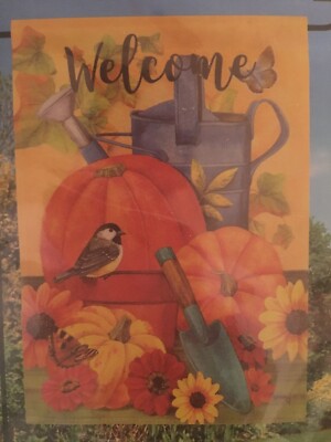 Meadow Creek  Welcome  12.5 X 18 Autumn Medley Suede Outdoor Garden Flag