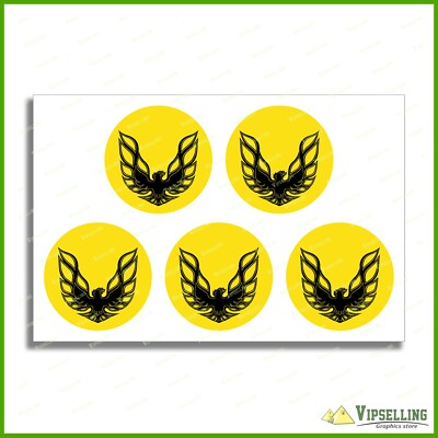 Pontiac Eagle Black Wheel Center Caps LAMINATED Vinyl Decals Stickers Any Size