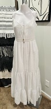 Guess Sleeveless Tiered Eyelet Maxi Dress White Women's Size Medium