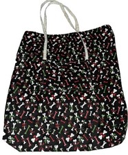 10.5x13.5 Women  s Dog Bone Theme Multicolor 100 Cotton Tote Bag With Pockets