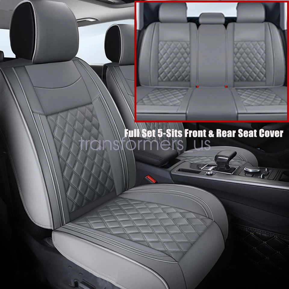For Toyota Camry Car 5 Seat Covers Full Set Front & Rear Protector Cushions Gray - Image 4 of 4