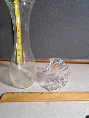 Beautiful Vintage Clear Glass Lily Stem Vase & Glass Vase #1743L166