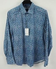 New 198 Robert Graham Labyrinth Men's XL Twill Blue Geometric Button Up Shirt