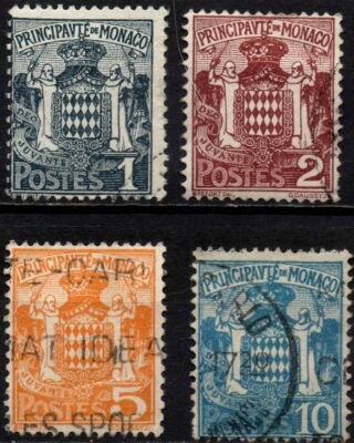 MONACO 1924/1926 - Used 1/2/5/10c. #MCY National Coat of Arms