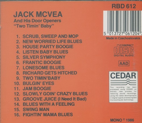 Jack McVea - Two Timin' Baby (CD) - Rhythm & Blues - Picture 2 of 2