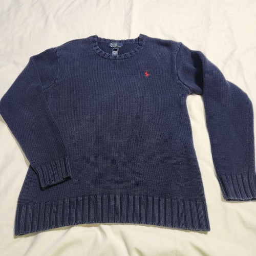 Polo Ralph Lauren Blue Long Sleeve Red Pony Pullover Sweater Sweatshirt Youth XL