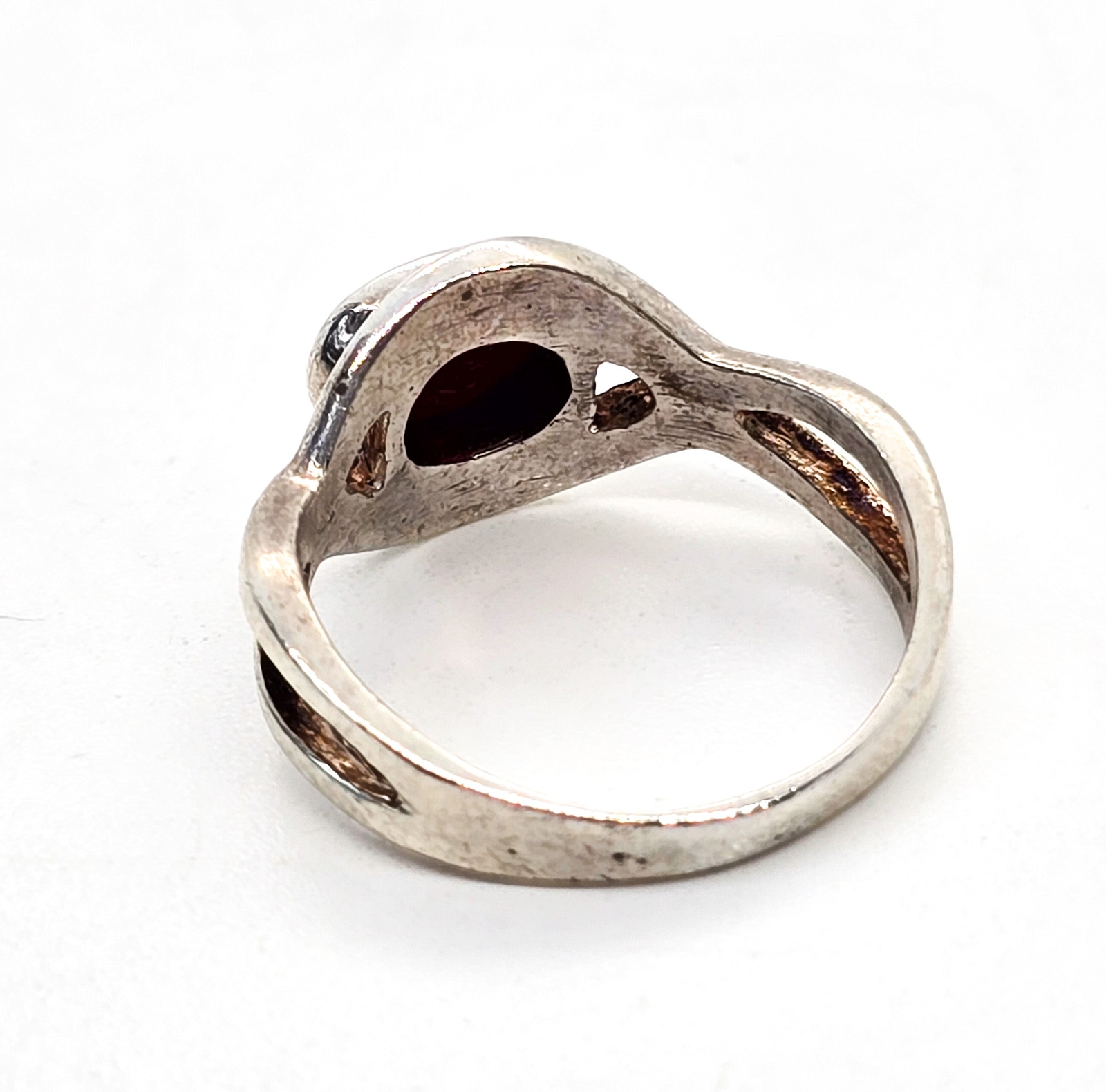 Red Garnet open work twisted split shank sterling… - image 5