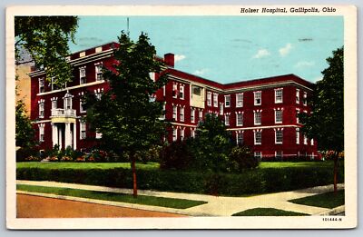 Gallipolis Ohio~Holzer Hospital & Grounds~1930s Linen Postcard