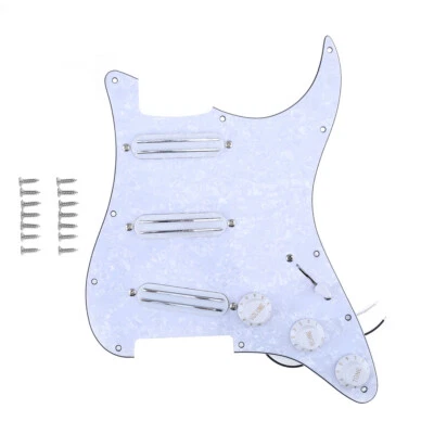 Musiclily White Pearl SSS Prewire Loaded Hot Rail Pickup Pickguard For ST Guitar