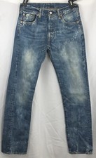 Vintage Y2K Levi s Jeans 501 Button Fly Straight Leg 30X34 Bleach Acid Wash 2001