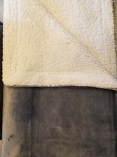 NEW Farmhouse Throw/Baby Blanket, Grey Velvety Sherpa Fleece