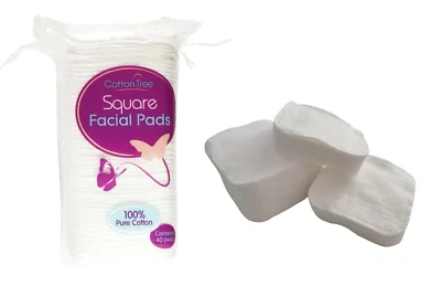 Square Cotton Wool Face Pads X 40 Large 8cm Wide Soft Absorbent Beauty Makeup