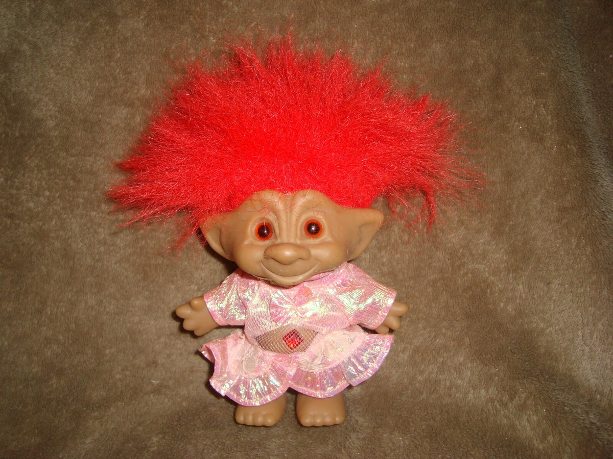 Ace Novelty Troll with Red Diamond Shaped belly Jewel & Red Hair