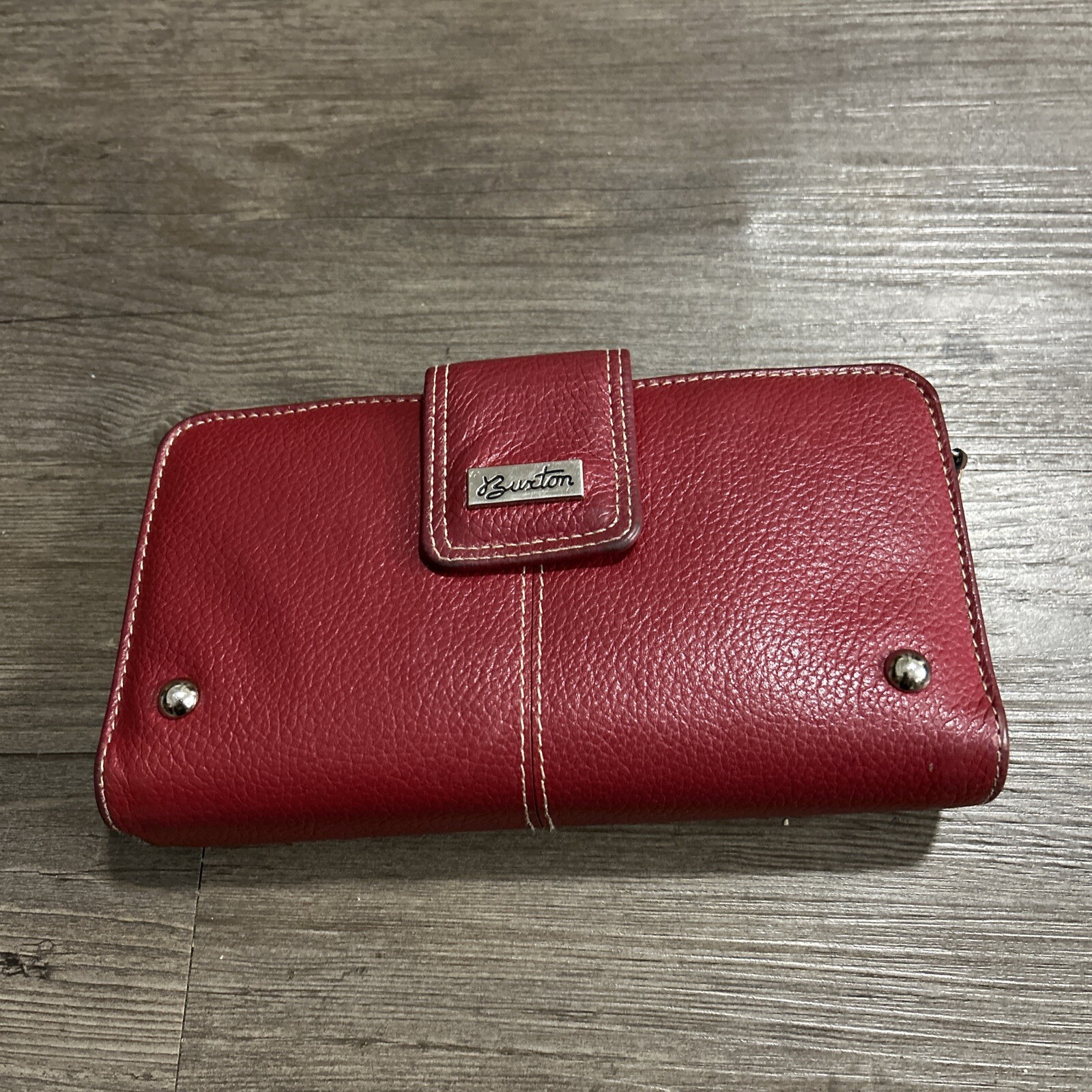 E) Buxton Leather Zip Around Rectangular Wallet R… - image 1