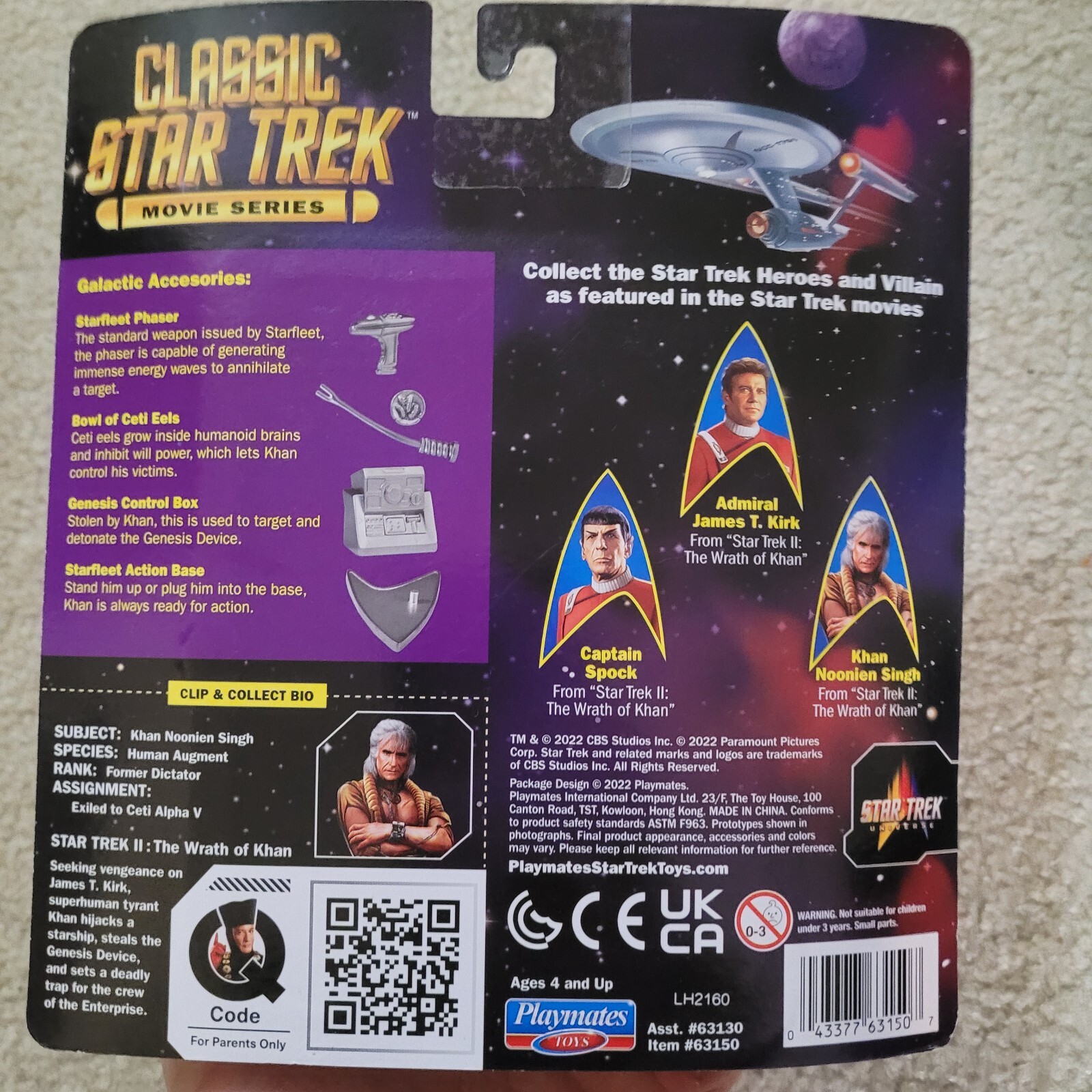 Classic Star Trek Movie Series Khan Noonien Singh Action Figure NEW SEALED NIB