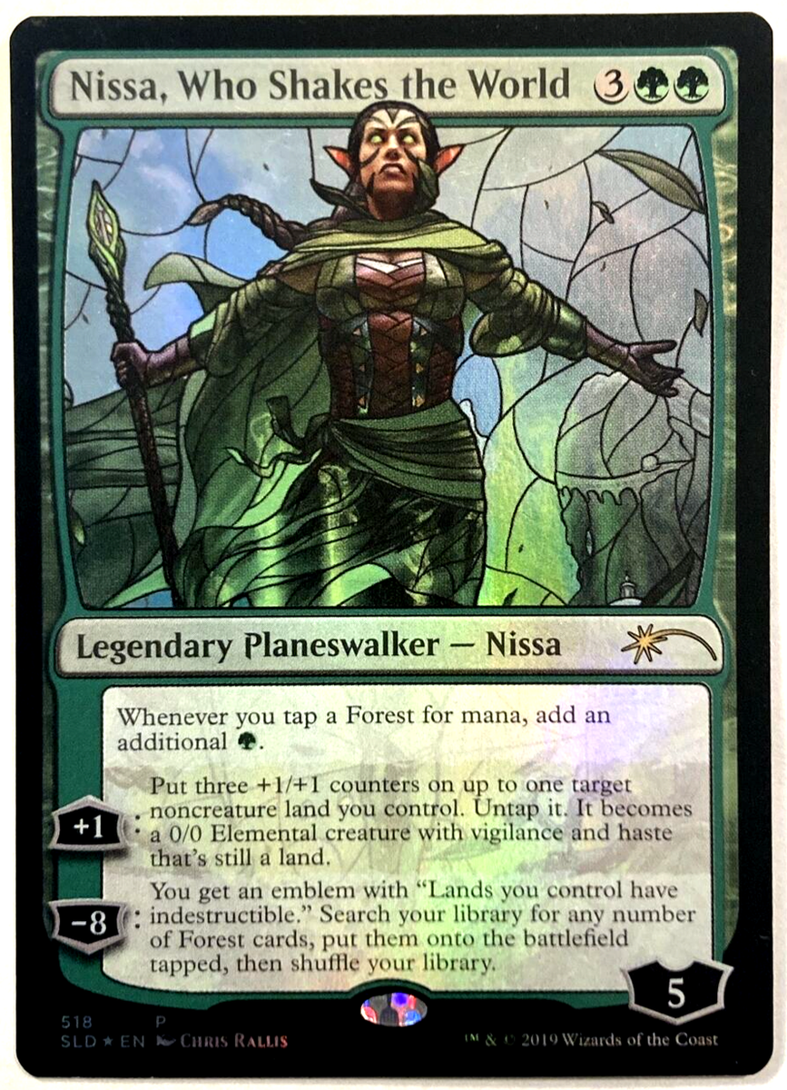 MTG Nissa, Who Shakes the World *STAINED GLASS FOIL* Secret
