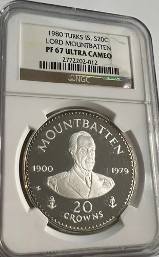Turks and Caicos Islands 10 crowns Lord Mountbatten NGC PF67 UC-ONLY 400 MINTED