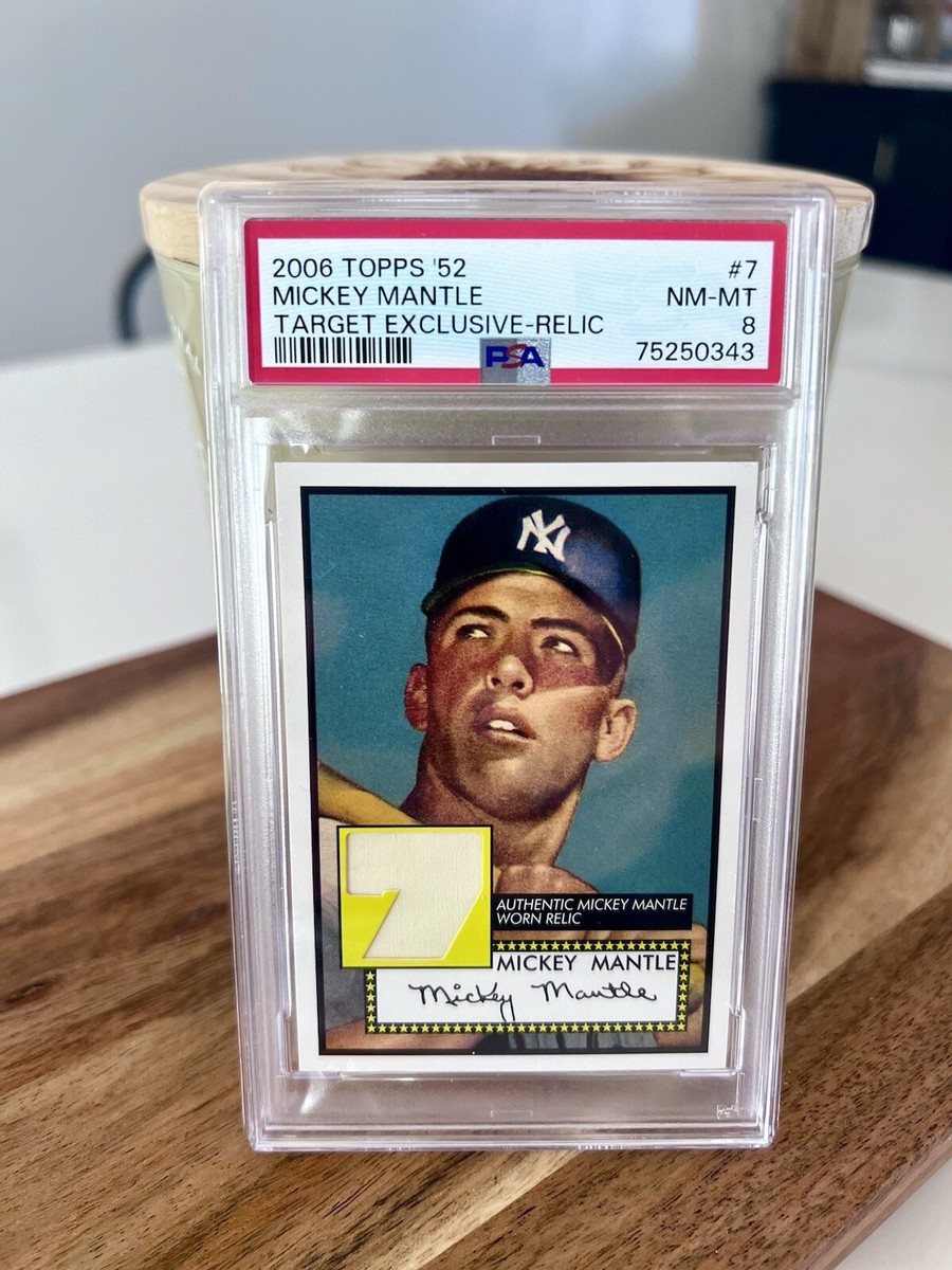 🔥2006 Topps '52 Mickey Mantle- auth jersey relic card PSA 8
