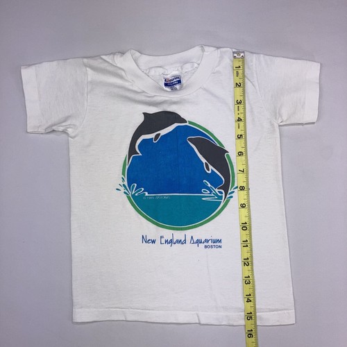 Vtg T Shirt New England Aquarium Boston Dolphin Orca Childs XS 2-4 Hanes 80s USA - Picture 5 of 7