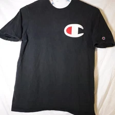 Vtg Champion Shirt Mens Extra Large Black Big C Embroidered Short Sleeve XL