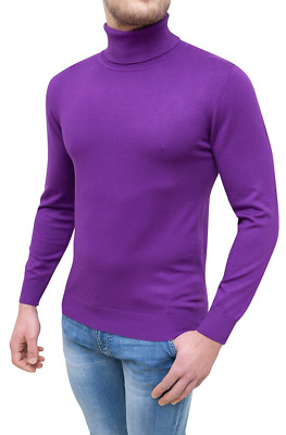 MAGLIONE UOMO DOLCEVITA DIAMOND SLIM FIT VIOLA MAGLIA PULLOVER CASUAL  ADERENTE | eBay