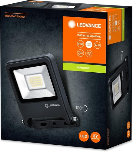 LEDVANCE Endura Flood Proiettore da Esterno Nero 20W Luce Naturale 4000K, Grigio - Foto 2 di 5