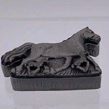 Vtg Torino Horse Pewter Trinket Box Brooch with Matching Mini Horses Earrings