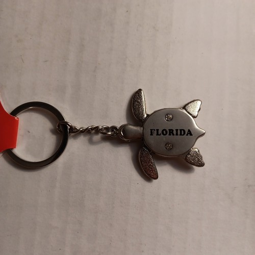 Sea Turtle Keychain Silvertone Florida Metal Moveable Flapping Flippers Keyring - Picture 4 of 4