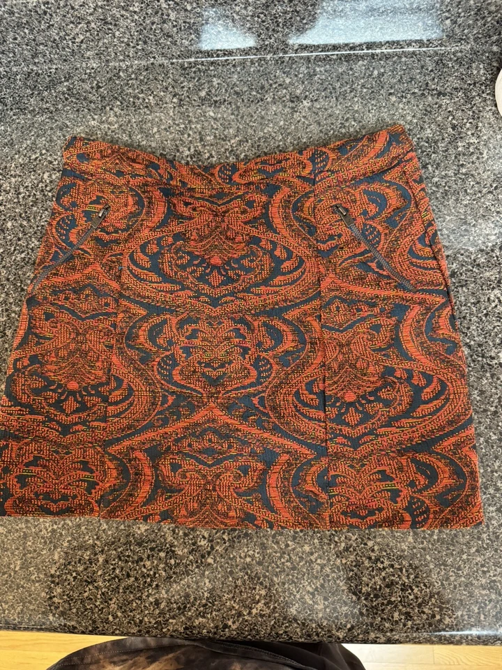 Remanente de tela de tapiz naranja azulado 15x15 falda tejida forrada pieza de artesanía Foto 3 de 4