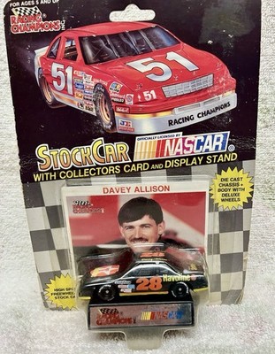 Vtg. 1992 #28 Davey Allison stock car  1:64 w/ Collectors card and diplay stand