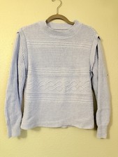 LOFT Blue Cable Knit Crew Neck Pullover Sweater Women's Medium