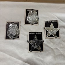 4- Vintage 2" Tall Tin Metal DEPUTY SHERIFF Police Childs Toy Badge