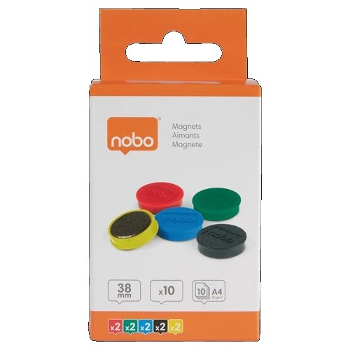 Nobo Magnetic Whiteboard Magnets 10 pack 38mm Coloured Magnets Assorted 1915311