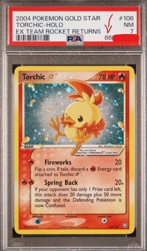 Pokemon Torchic Gold Star 108/109 EX TRR Holo PSA 7