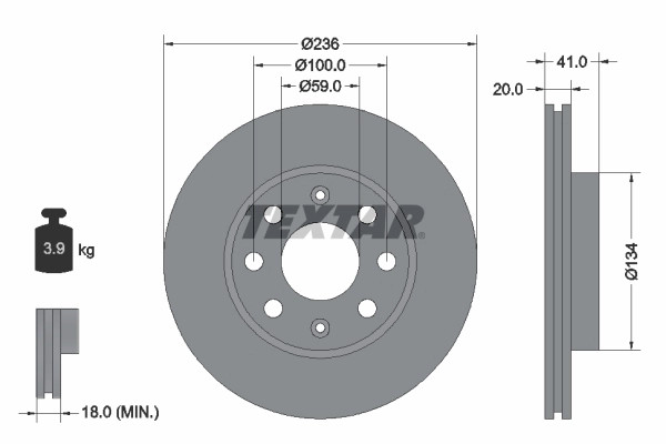 2Er-Set 2Er Set Bremsscheibe Textar 92133403 Chevrolet 9056028 Chevrolet 9647127-image