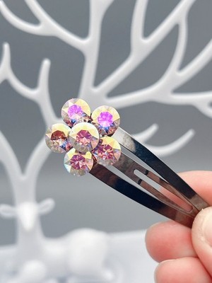 Blume Snap Clip mit Swarovski  Kristall Haarklammer Schnappen für Haare Neu
