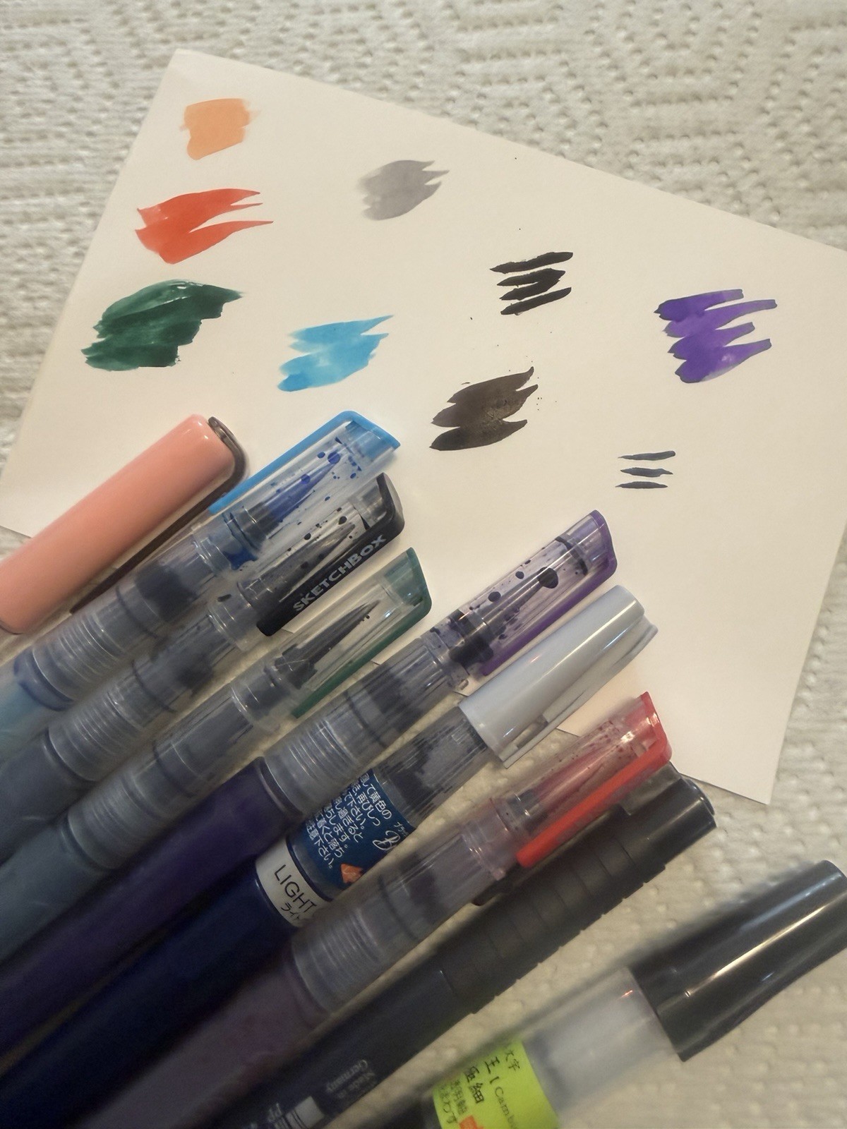 Lot Of 9 Faber-Castell Sketchbox Kuretake + Artist Brush Pen