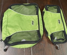 eBAGS Packing Cubes 2 Travel Bags Zip Nylon Mesh Green Med & Small