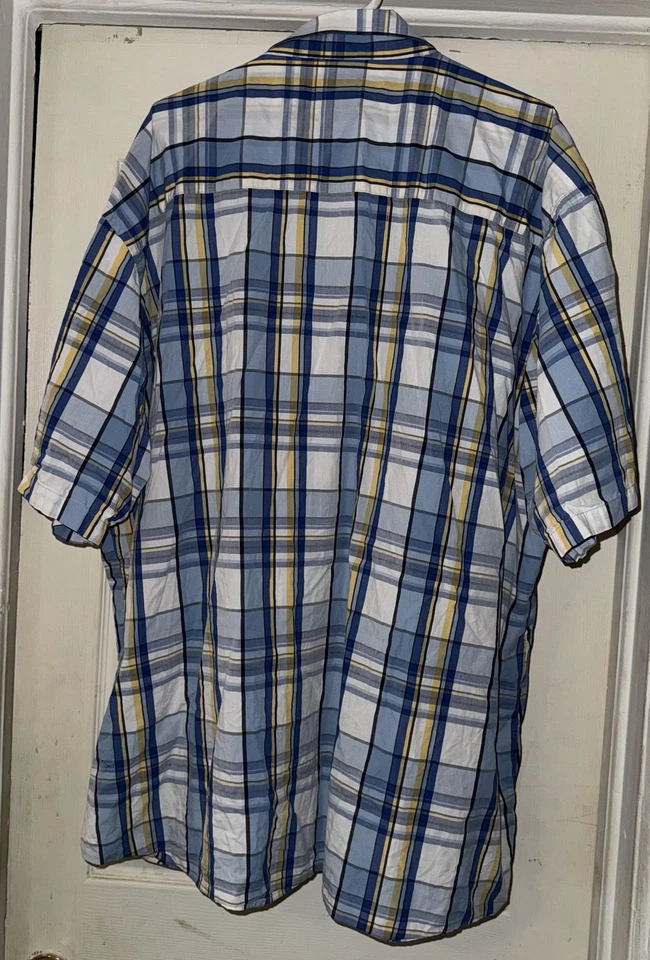 Camisa De Colección Karl Kani Dorada Para Hombres 4XL Cuadros Abotonada Manga Corta Bolsillo Algodón Foto 2 de 3