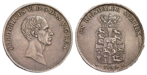 Denmark 1808–1839 Frederik VI, speciedaler 1835 37mm 28.92 g Mintmaster W S