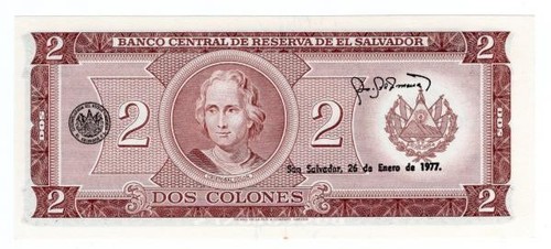 EL SALVADOR 2 COLONES 1976 P-124 UNC - Foto 2 di 2