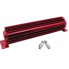 12 Red Aluminum Dual Pass Finned Transmission Trans Fluid Universal Oil Cooler