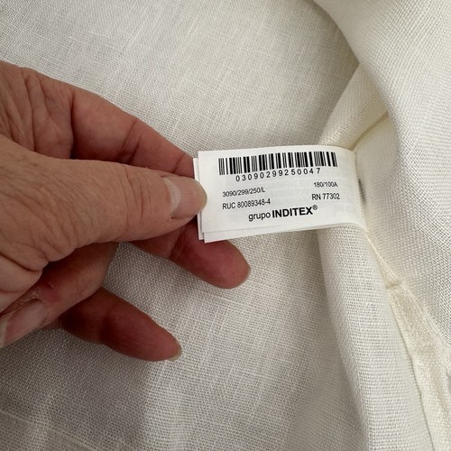 NWT Zara Mens Button Up Shirt Size L Off White Linen Short Sleeve Beach - Picture 9 of 14