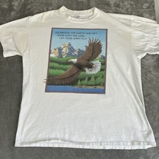 Vintage Human-I-Tees 1994 Flying Eagle T-shirt XL White Delta Tag USA Made ๐บ๐ธ