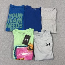 Lot of 5 Boys Athletic Shirts Sz L Under Armour Nike Champion Short/Longsleeve