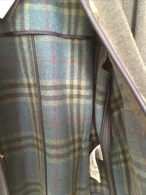 Burberry Brit Olive Melange Military Wool Jacket Check Lining