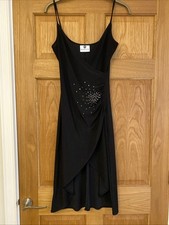 Y2K Vintage Black Wrap Cami Dress With Rhinestones Diamantés Size 12